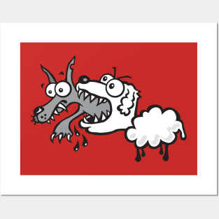 Sheep eats wolf Posters and Art